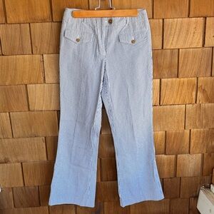 L.L. Bean Women's Blue and White Striped Seersucker Pants